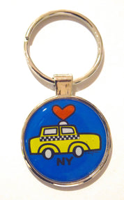 New York Keychain Taxi Cab Heart